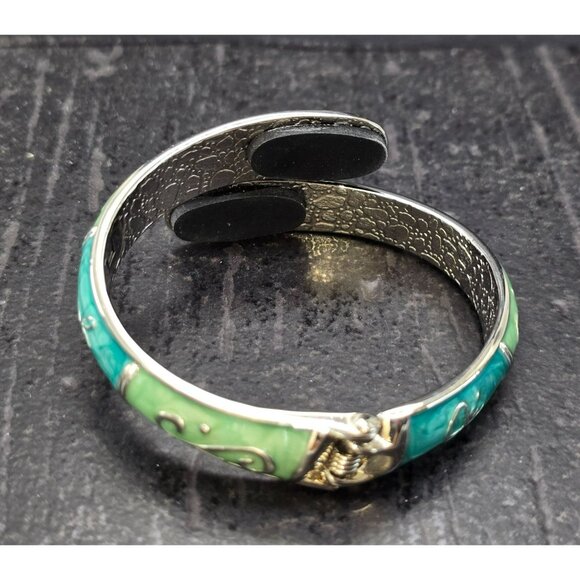 Adjustable FUMI Metal & Enamel Green Teal Cuff Bracelet Purse Hook HS215 - Picture 2 of 6